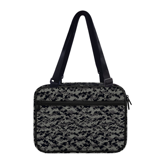 Black And Grey Digital Camo Print Double Strap Bible Bag