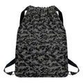 Black And Grey Digital Camo Print Drawstring Backpack