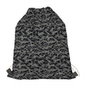 Black And Grey Digital Camo Print Drawstring Bag