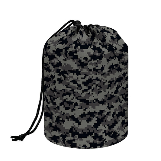 Black And Grey Digital Camo Print Drawstring Makeup Bag