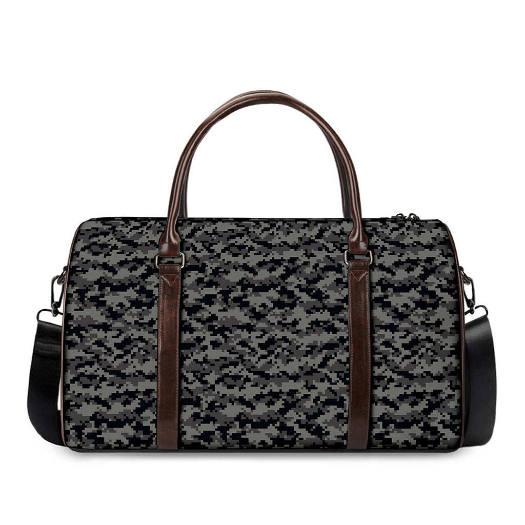 Black And Grey Digital Camo Print Duffle Bag