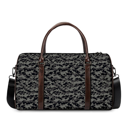 Black And Grey Digital Camo Print Duffle Bag