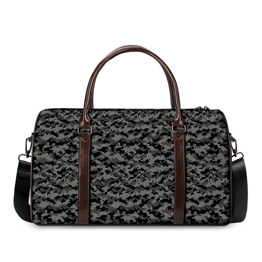 Black And Grey Digital Camo Print Duffle Bag