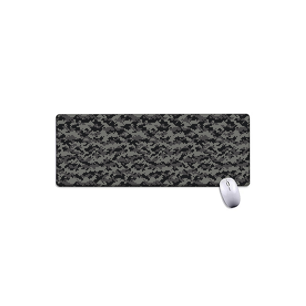 Black And Grey Digital Camo Print Extended Mouse Pad