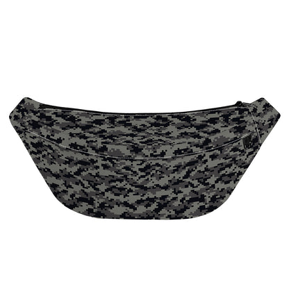 Black And Grey Digital Camo Print Fanny Pack