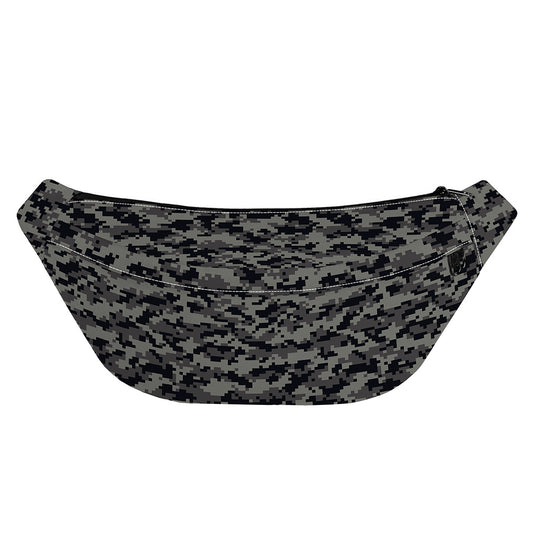 Black And Grey Digital Camo Print Fanny Pack