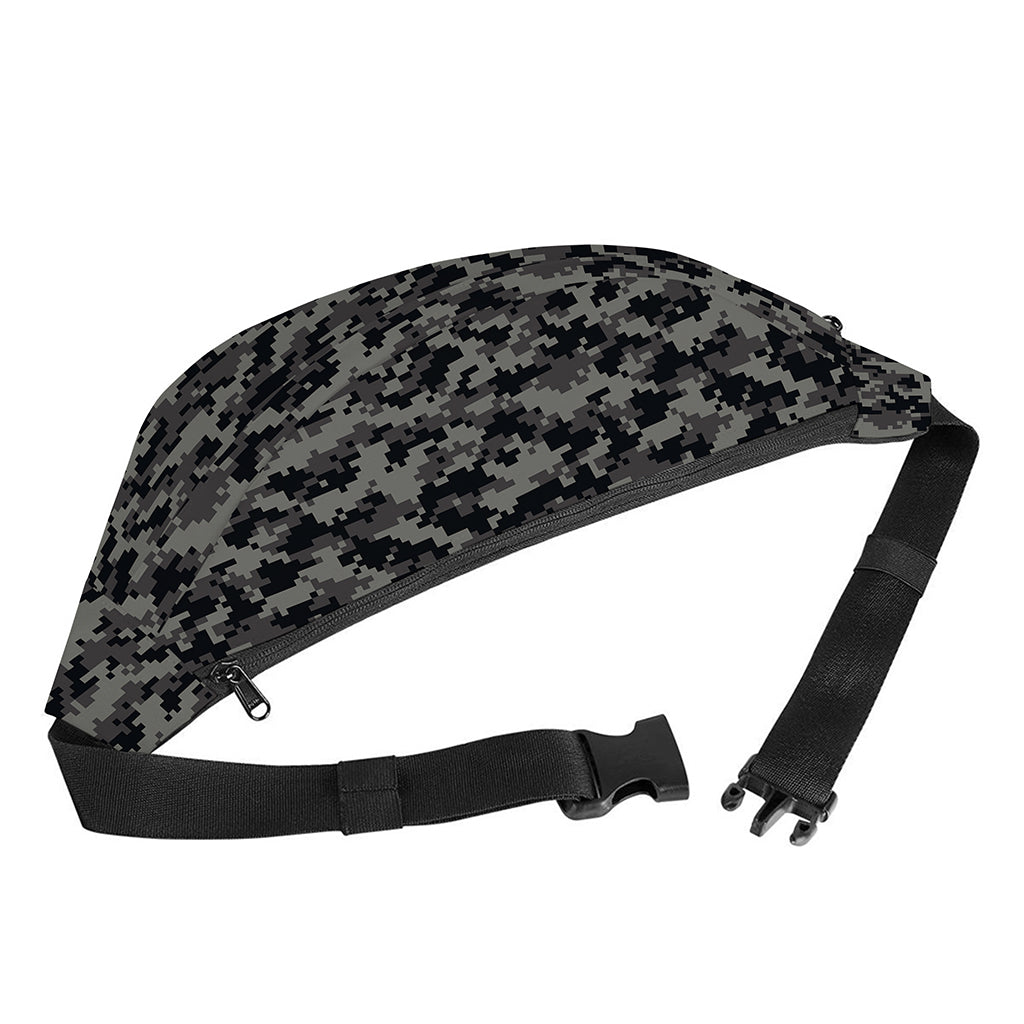Black And Grey Digital Camo Print Fanny Pack