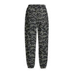 Black And Grey Digital Camo Print Fleece Lined Knit Pants