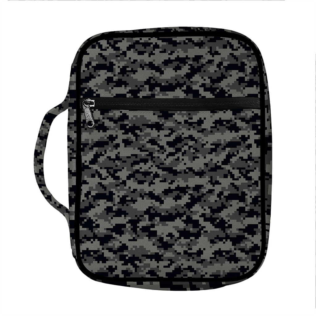 Black And Grey Digital Camo Print Front Pocket Bible Bag