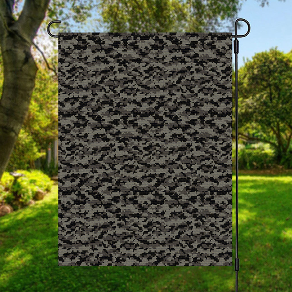 Black And Grey Digital Camo Print Garden Flag