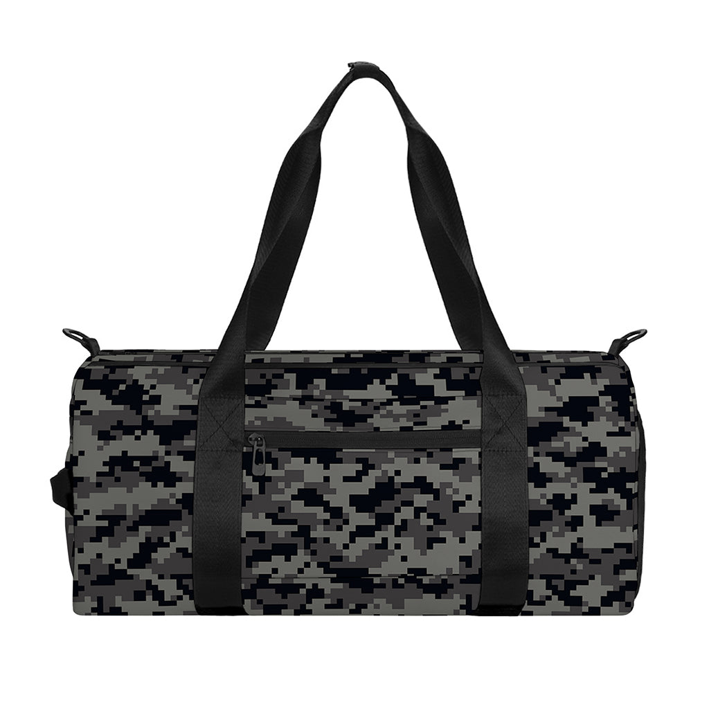 Black And Grey Digital Camo Print Gym Bag