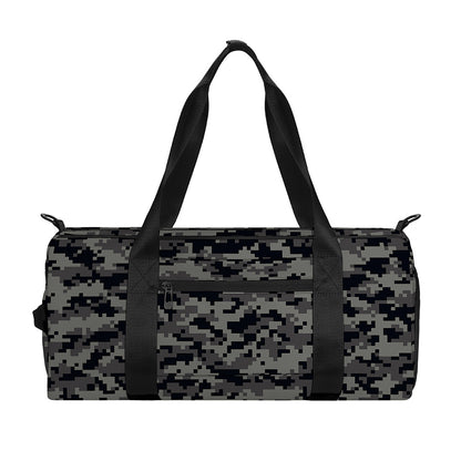 Black And Grey Digital Camo Print Gym Bag