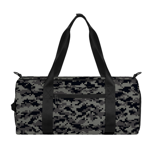 Black And Grey Digital Camo Print Gym Bag