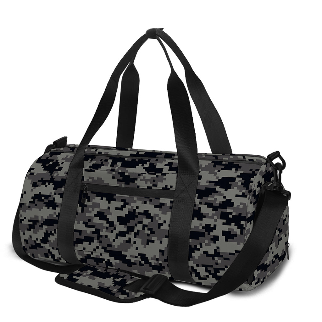 Black And Grey Digital Camo Print Gym Bag