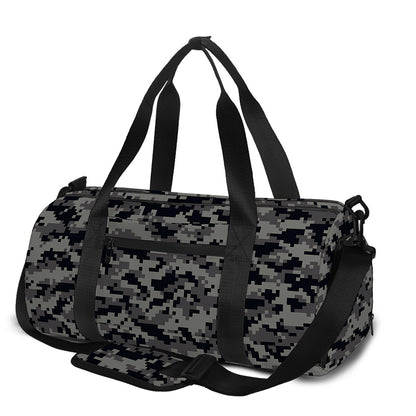 Black And Grey Digital Camo Print Gym Bag