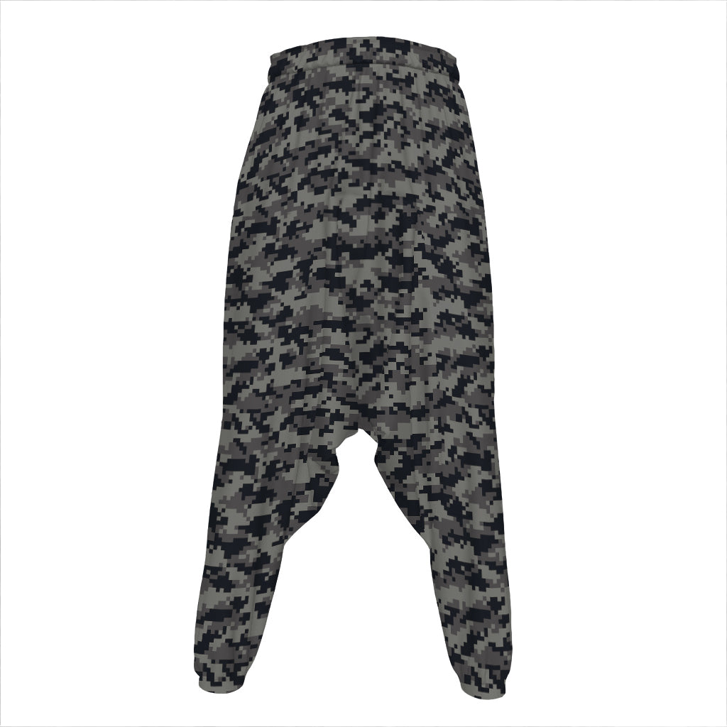 Black And Grey Digital Camo Print Hammer Pants