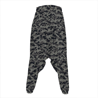 Black And Grey Digital Camo Print Hammer Pants