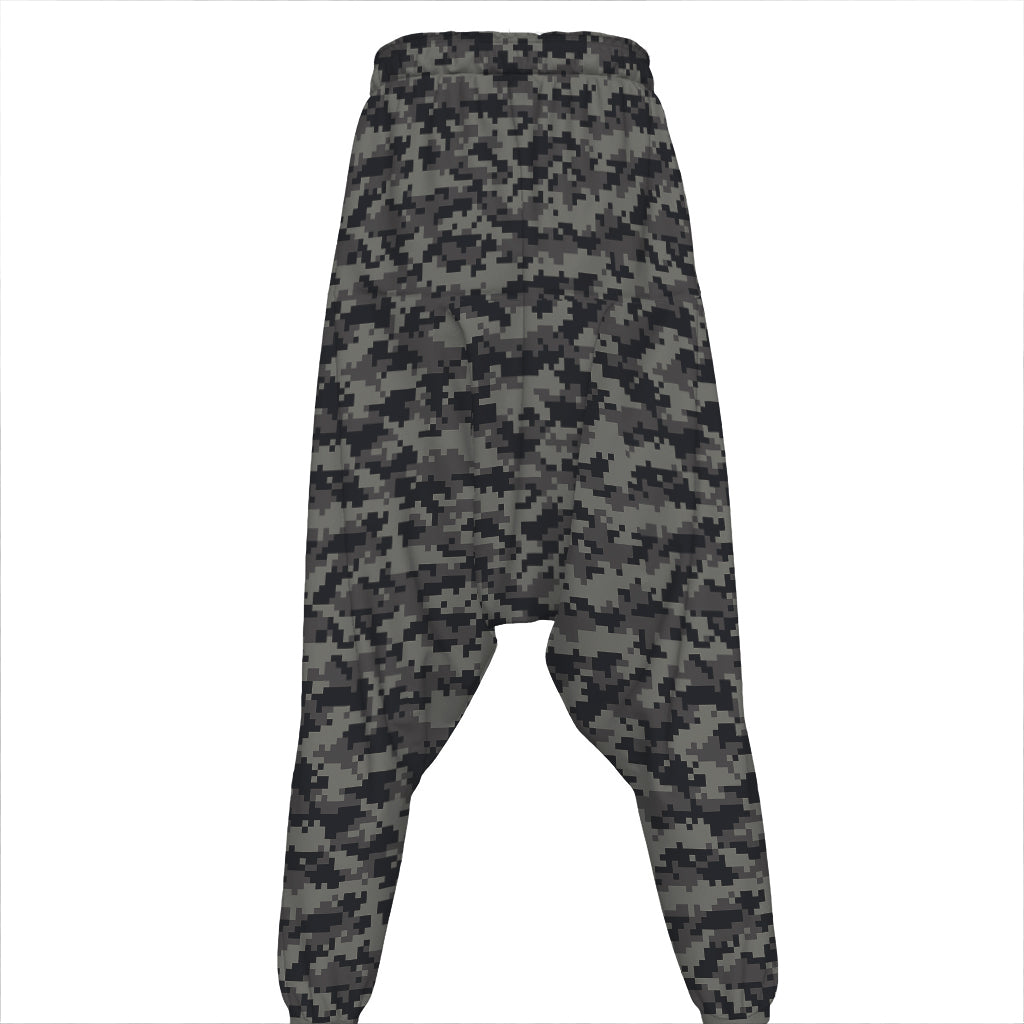 Black And Grey Digital Camo Print Hammer Pants