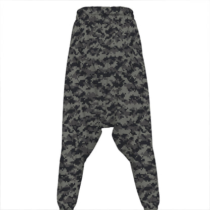 Black And Grey Digital Camo Print Hammer Pants