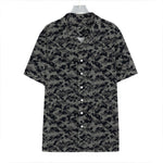 Black And Grey Digital Camo Print Hawaiian Shirt