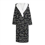 Black And Grey Digital Camo Print Hooded Bathrobe
