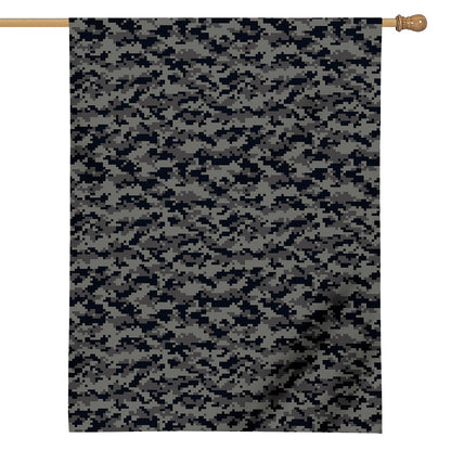 Black And Grey Digital Camo Print House Flag