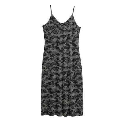 Black And Grey Digital Camo Print Jersey Midi Cami Dress