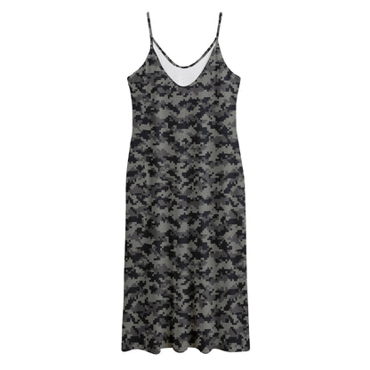 Black And Grey Digital Camo Print Jersey Midi Cami Dress