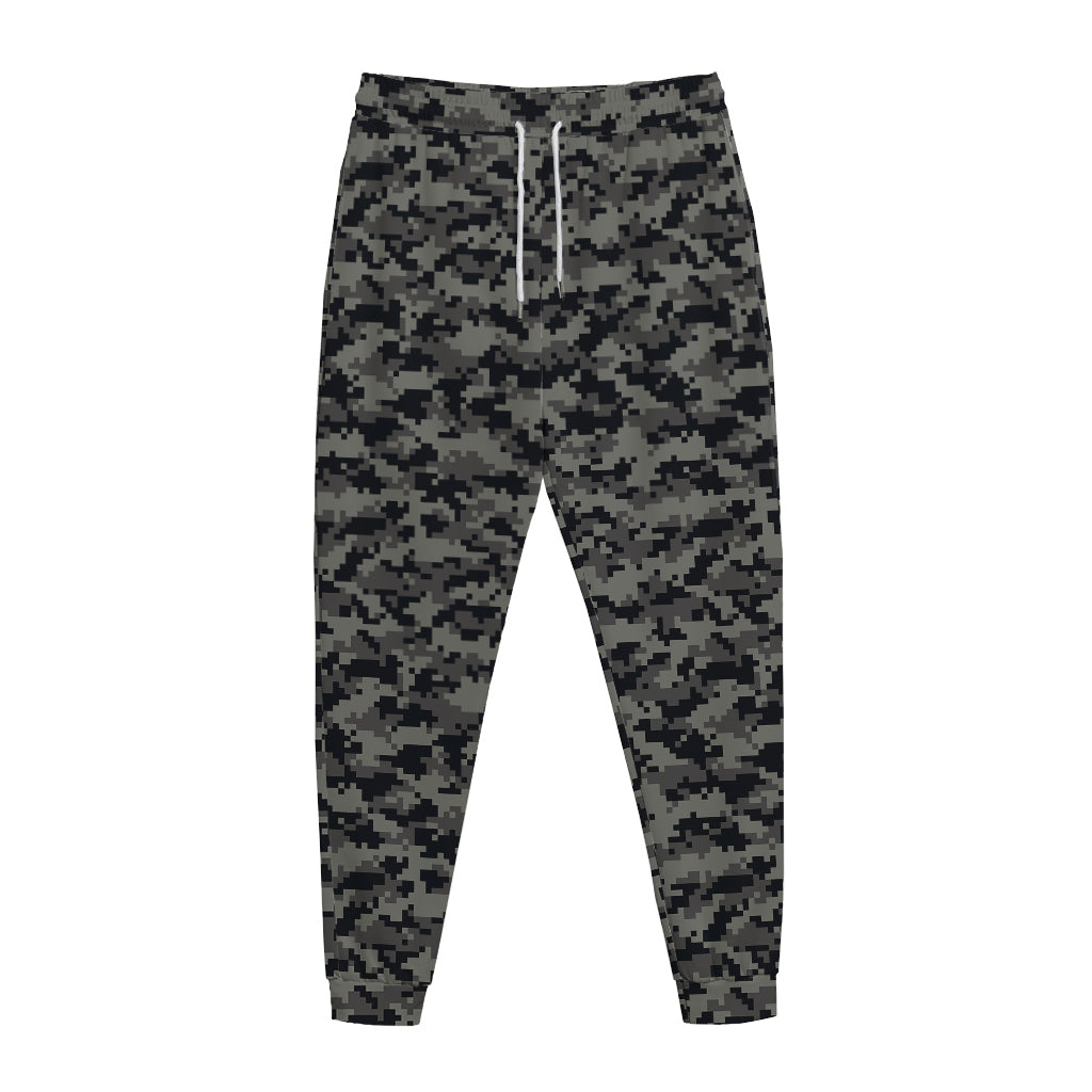 Black And Grey Digital Camo Print Jogger Pants