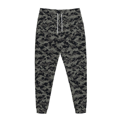 Black And Grey Digital Camo Print Jogger Pants