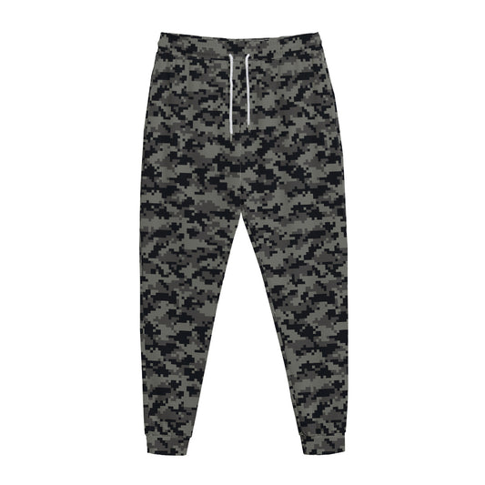 Black And Grey Digital Camo Print Jogger Pants