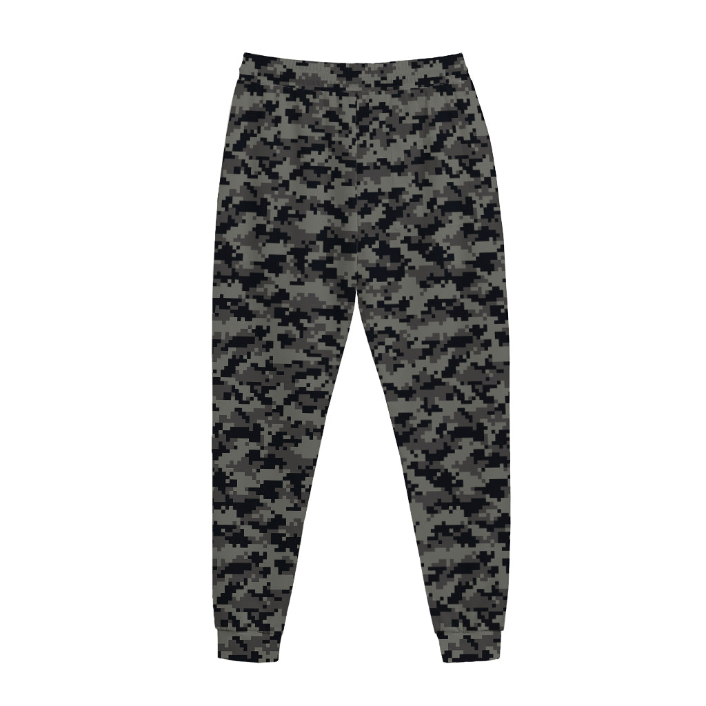 Black And Grey Digital Camo Print Jogger Pants