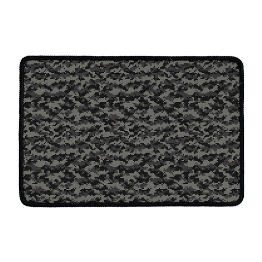Black And Grey Digital Camo Print Kitchen Mat