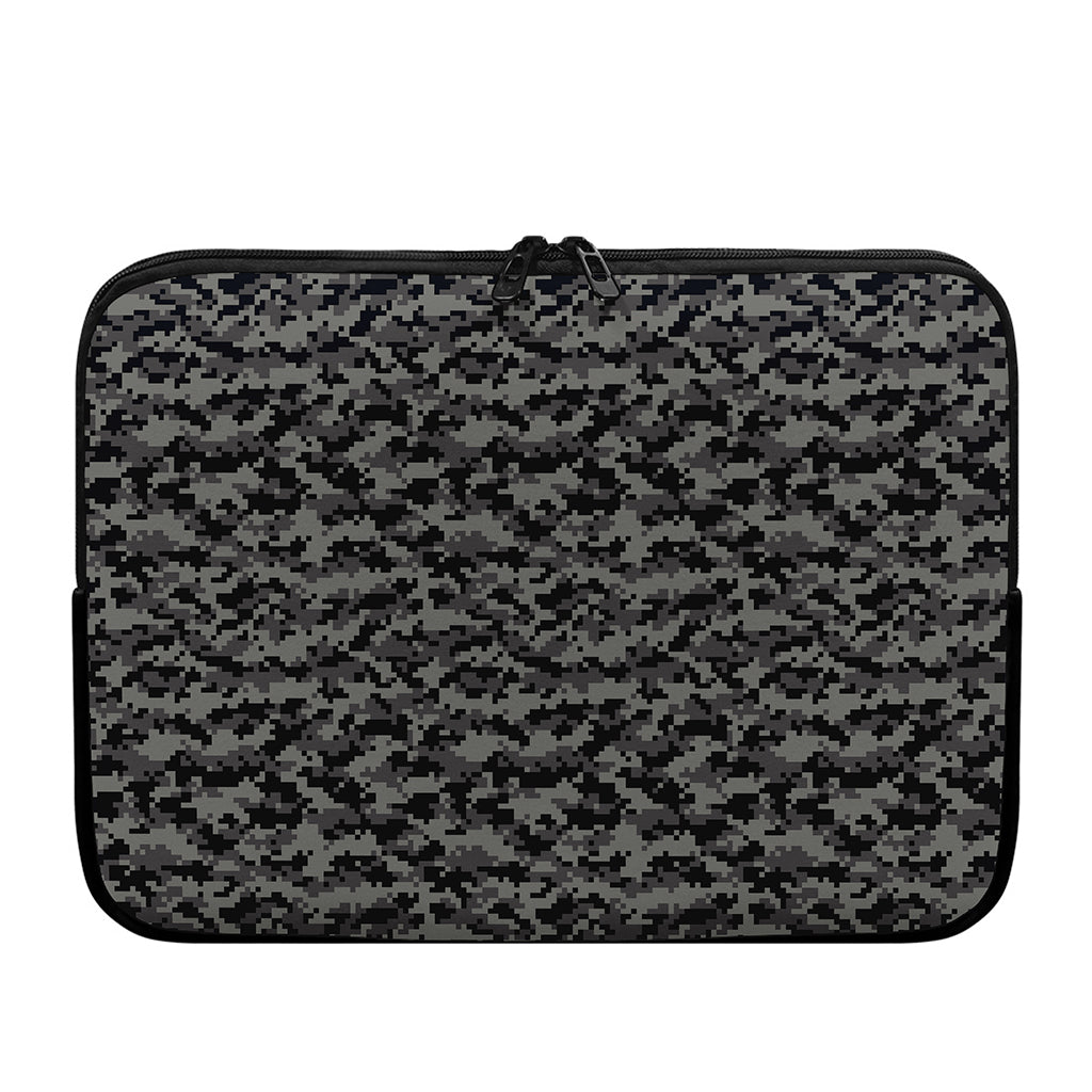 Black And Grey Digital Camo Print Laptop Sleeve