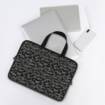 Black And Grey Digital Camo Print Laptop Sleeve With Handle