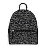 Black And Grey Digital Camo Print Leather Backpack