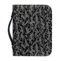 Black And Grey Digital Camo Print Leather Bible Cover