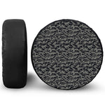 Black And Grey Digital Camo Print Leather Spare Tire Cover