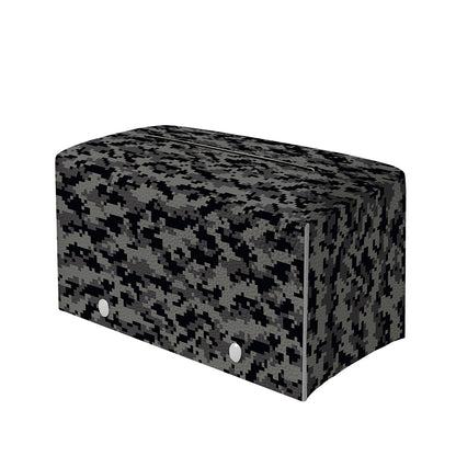 Black And Grey Digital Camo Print Leather Tissue Box Cover