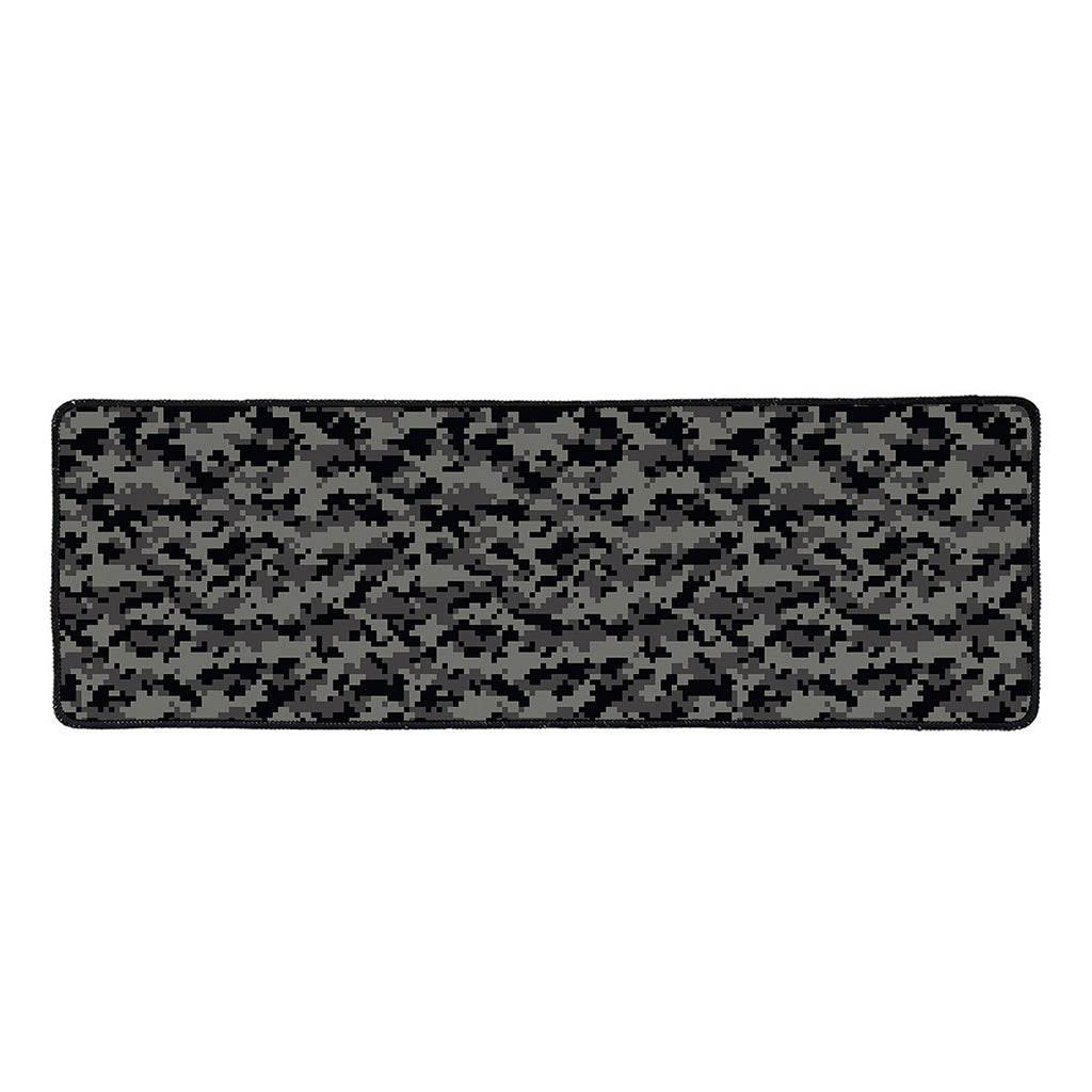 Black And Grey Digital Camo Print Long Kitchen Mat