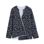 Black And Grey Digital Camo Print Long Sleeve Short Coat