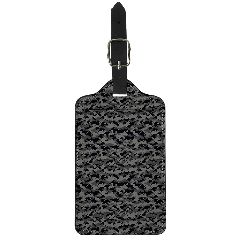 Black And Grey Digital Camo Print Luggage Tag