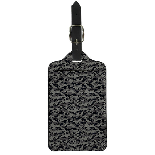 Black And Grey Digital Camo Print Luggage Tag