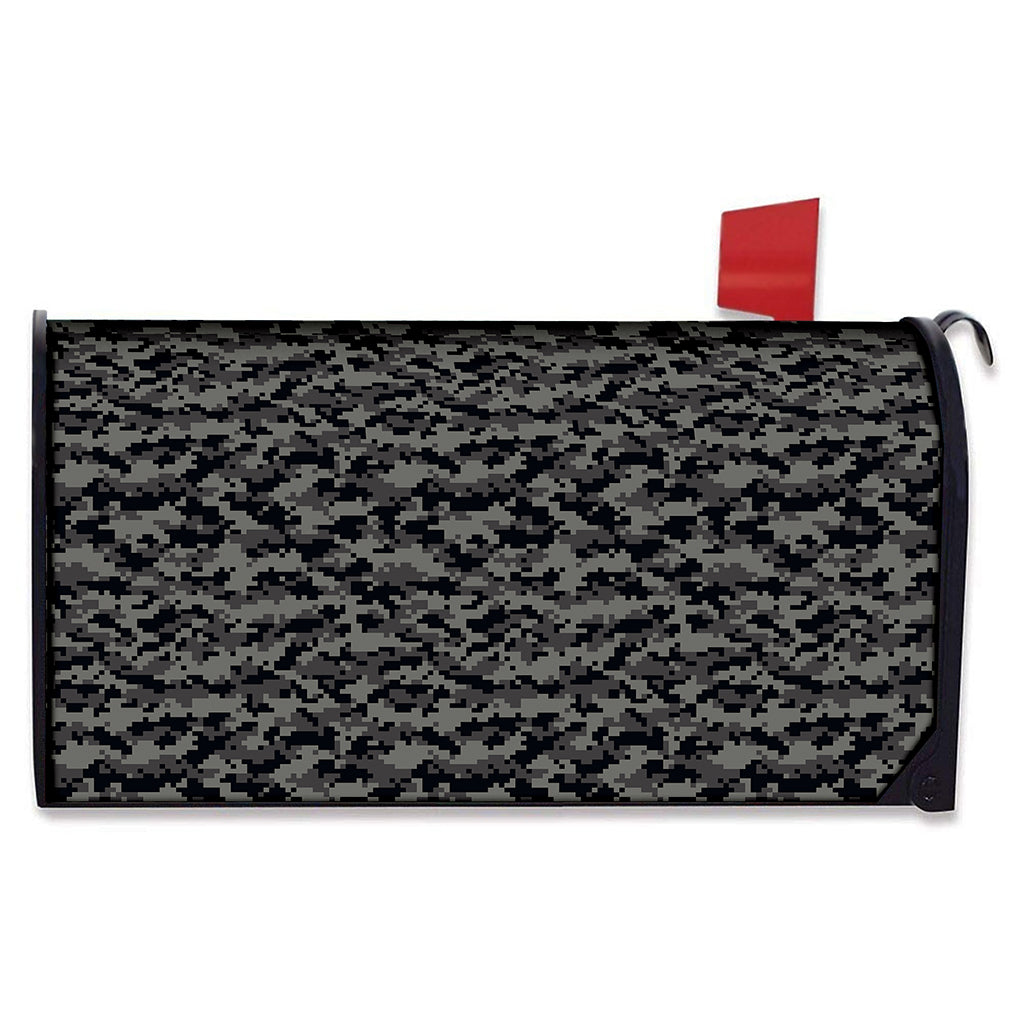 Black And Grey Digital Camo Print Mailbox Cover