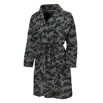 Black And Grey Digital Camo Print Men's Bathrobe
