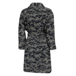 Black And Grey Digital Camo Print Men's Bathrobe