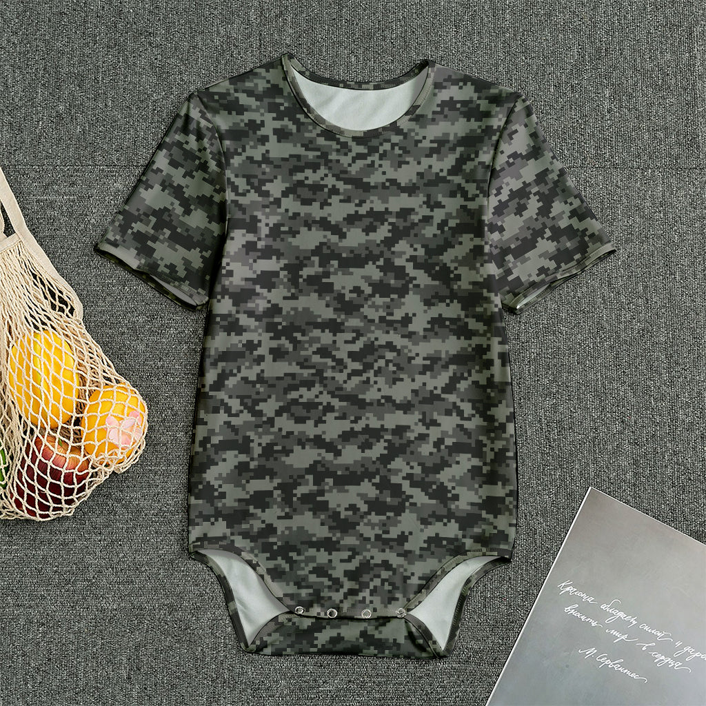 Black And Grey Digital Camo Print Men's Bodysuit