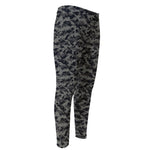 Black And Grey Digital Camo Print Men's Compression Pants