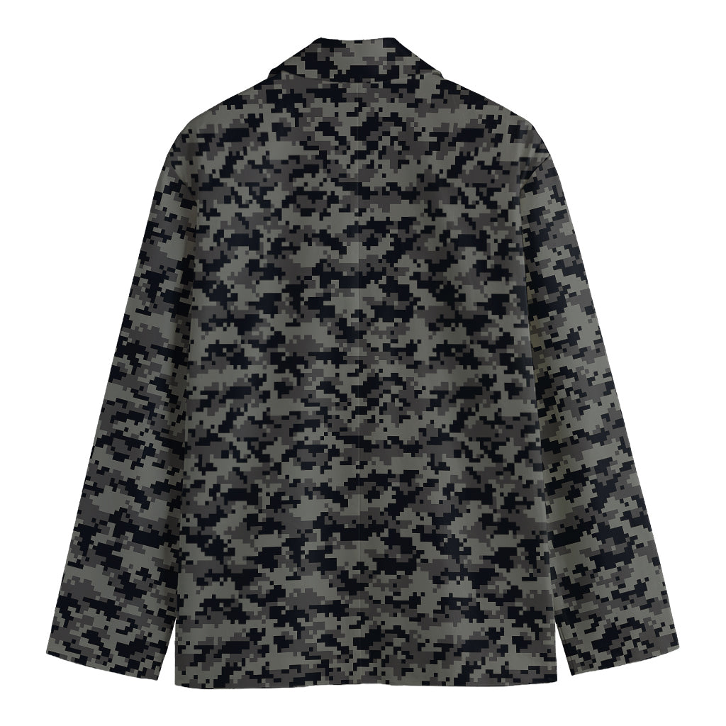 Black And Grey Digital Camo Print Men's Cotton Blazer