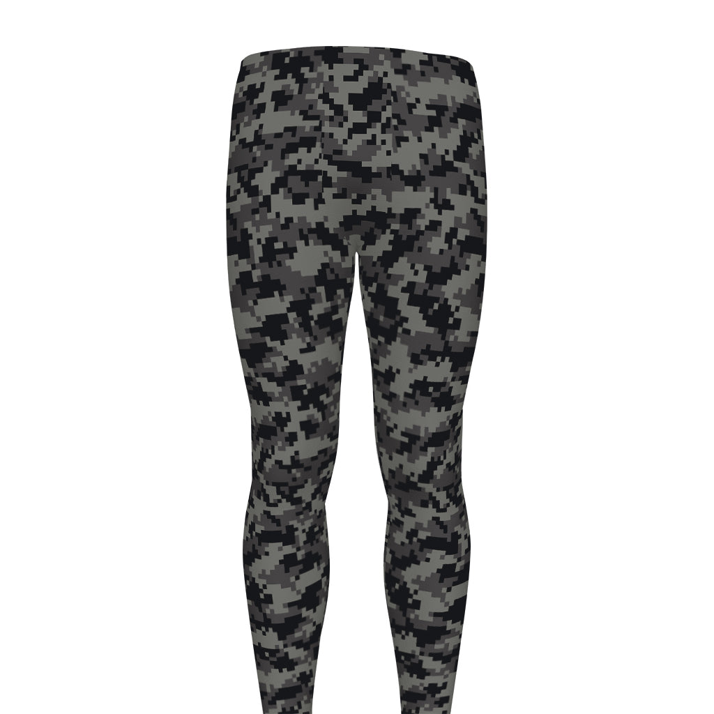 Black And Grey Digital Camo Print Men's leggings